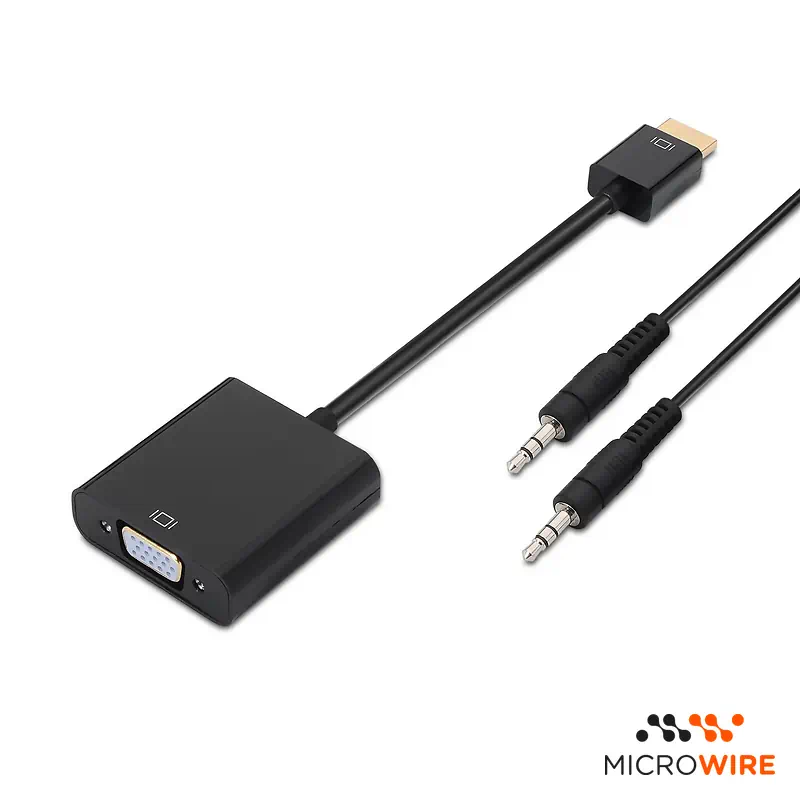 Adaptador HDMI Macho a VGA Hembra y Jack 3.5 Aisens A122-0126
