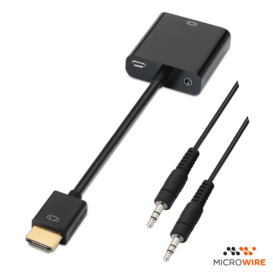 Adaptador HDMI Macho a VGA Hembra y Jack 3.5 Aisens A122-0126