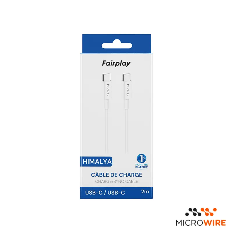 Cable de Datos FairPlay Tipo-C 2M 100W Blanco