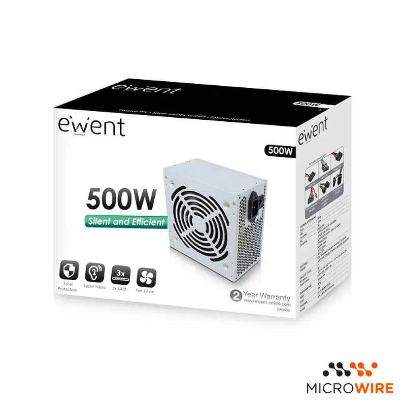 Fuente de Alimentación Ewent ATX EW3909 500W